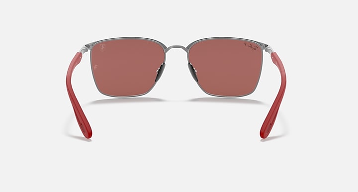 Ray-Ban RB3673M SCUDERIA FERRARI COLLECTION POLARIZED+ LENSES Black On Silver; Red with Silver Polarized+ Polarized+ lenses - Back