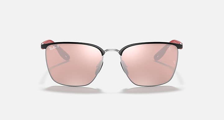 Ray-Ban RB3673M SCUDERIA FERRARI COLLECTION POLARIZED+ LENSES Black On Silver; Red with Silver Polarized+ Polarized+ lenses - Front