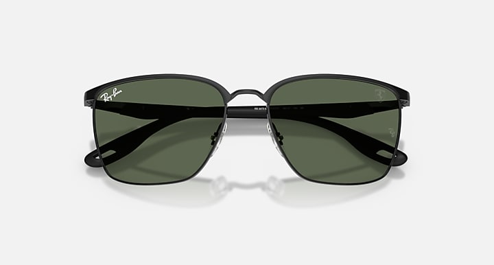 Ray-Ban RB3673M SCUDERIA FERRARI COLLECTION Black with Green Solid Color lenses - Closed Front