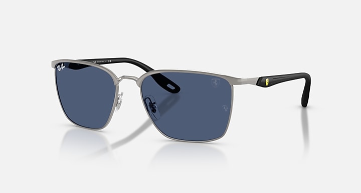Ray-Ban RB3673M SCUDERIA FERRARI COLLECTION Silver; Black with Blue Solid Color lenses - Quarter