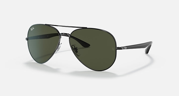 Ray-Ban RB3675 Black with G-15 Green Solid Color lenses - Quarter