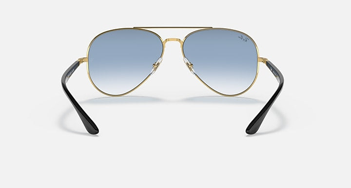 Ray-Ban RB3675 Black On Gold; Black with Light Blue Gradient lenses - Back