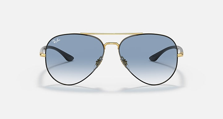 Ray-Ban RB3675 Black On Gold; Black with Light Blue Gradient lenses - Front