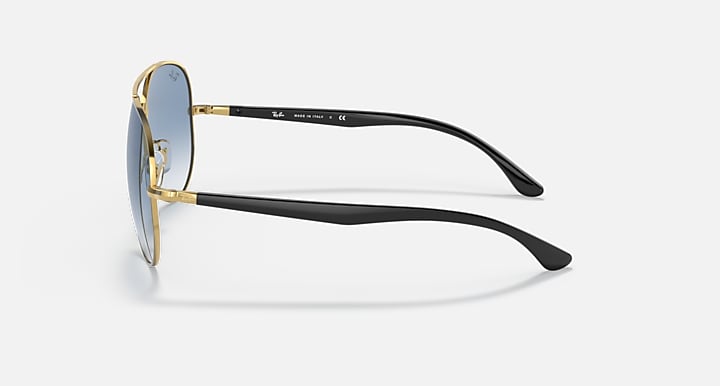Ray-Ban RB3675 Black On Gold; Black with Light Blue Gradient lenses - Lateral