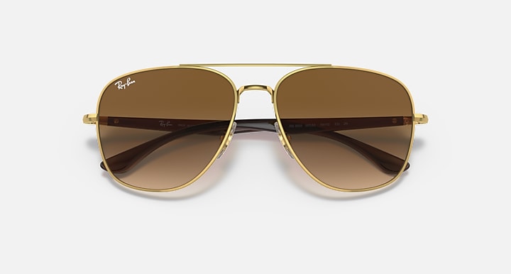 Ray-Ban RB3683 Arista Gold; Gold with Brown Gradient lenses - Closed Front