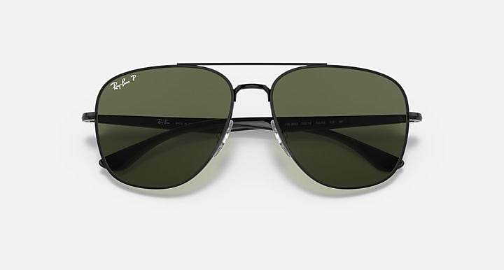 Ray-Ban RB3683 Black with G-15 Green Polarized Solid Color lenses - Closed Front