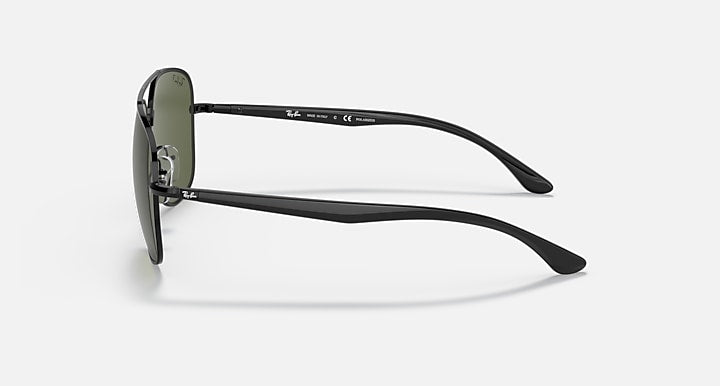 Ray-Ban RB3683 Black with G-15 Green Polarized Solid Color lenses - Lateral