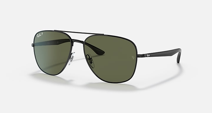 Ray-Ban RB3683 Black with G-15 Green Polarized Solid Color lenses - Quarter