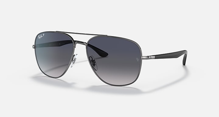 Ray-Ban RB3683 Gunmetal; Black with Blue & Grey Polarized Solid Color lenses - Quarter