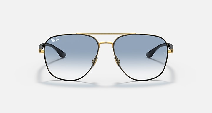 Ray-Ban RB3683 Black On Gold; Black with Blue Gradient lenses - Front