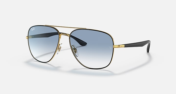 Ray-Ban RB3683 Black On Gold; Black with Blue Gradient lenses - Quarter