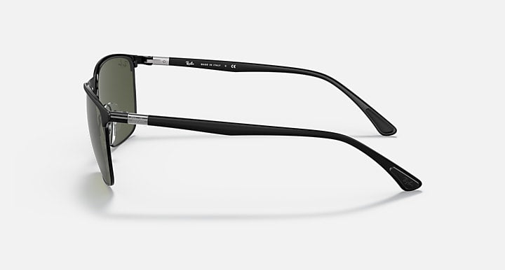 Ray-Ban RB3686 Black with Green Solid Color lenses - Lateral