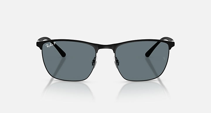 Ray-Ban RB3686 Black with Dark Blue Polarized Solid Color lenses - Front