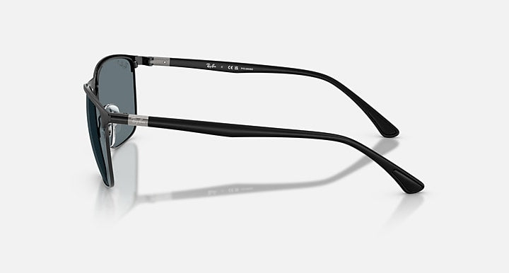 Ray-Ban RB3686 Black with Dark Blue Polarized Solid Color lenses - Lateral