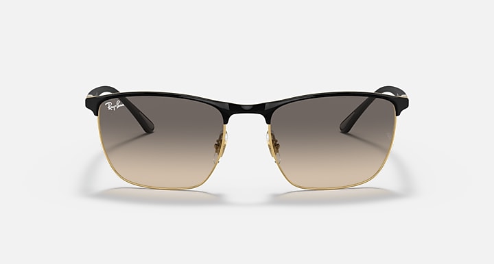 Ray-Ban RB3686 Black On Gold; Black with Clear Grey Gradient lenses - Front