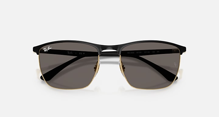 Ray-Ban RB3686 Black On Arista; Black with Dark Grey Solid Color lenses - Closed Front