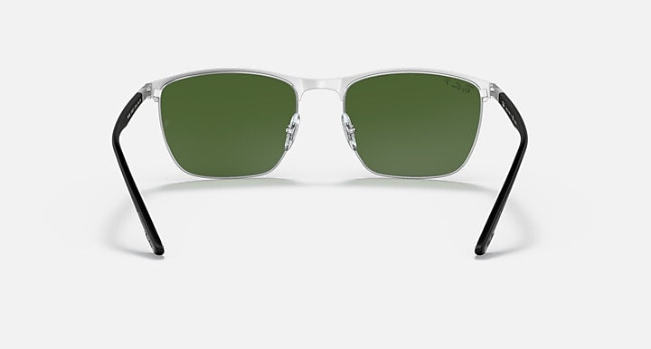 Ray-Ban RB3686 POLARIZED+ LENSES Black On Silver; Black with Dark Green Polarized+ Polarized+ lenses - Back