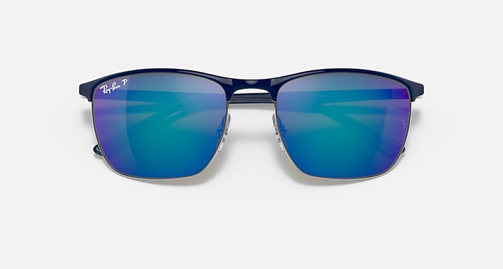 Ray-Ban RB3686 POLARIZED+ LENSES Blue On Gunmetal; Blue with Blue Polarized+ Polarized+ lenses - Closed Front