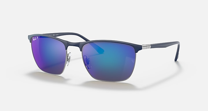 Ray-Ban RB3686 POLARIZED+ LENSES Blue On Gunmetal; Blue with Blue Polarized+ Polarized+ lenses - Quarter