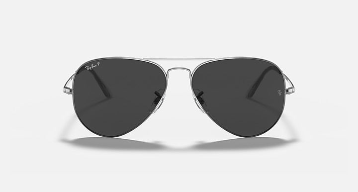 Ray-Ban AVIATOR METAL II Gunmetal with Black Polarized Solid Color lenses - Front