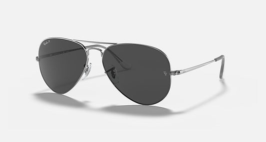 Ray-Ban AVIATOR METAL II Gunmetal with Black Polarized Solid Color lenses - Quarter