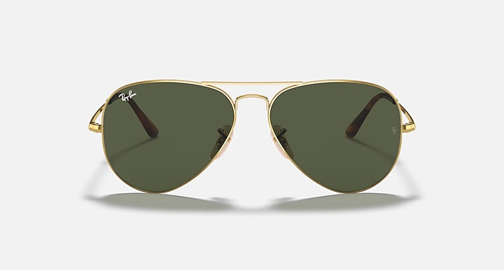 Ray-Ban AVIATOR METAL II Arista Gold with G-15 Green Solid Color lenses - Front