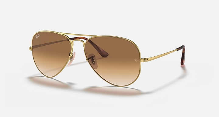 Ray-Ban AVIATOR METAL II Arista Gold with Light Brown Gradient Gradient lenses - Quarter
