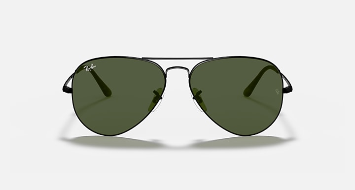 Ray-Ban AVIATOR METAL II Black with G-15 Green Solid Color lenses - Front
