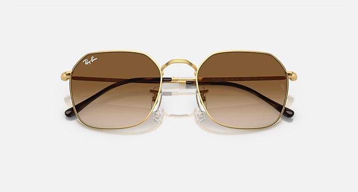 Ray-Ban JIM Arista Gold with Light Brown Gradient lenses - Closed Front