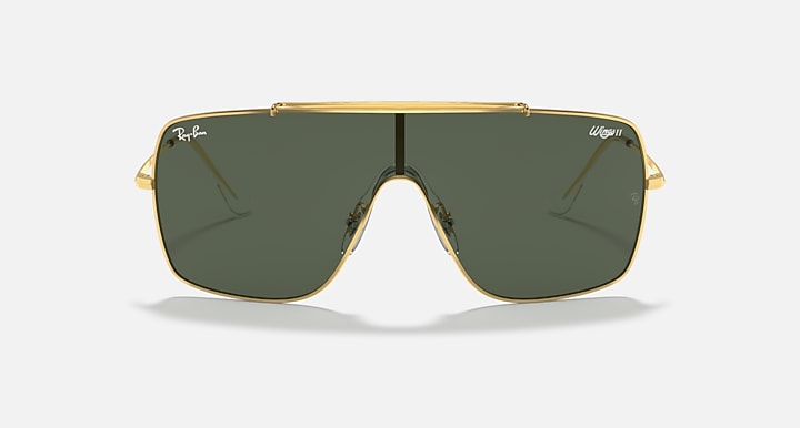 Ray-Ban WINGS II Arista Gold with Dark Green Solid Color lenses - Front