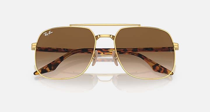 Ray-Ban RB3699 Arista Gold; Yellow Havana with Brown Gradient lenses - Closed Front