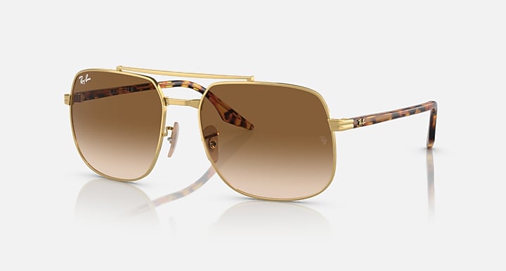 Ray-Ban RB3699 Arista Gold; Yellow Havana with Brown Gradient lenses - Quarter