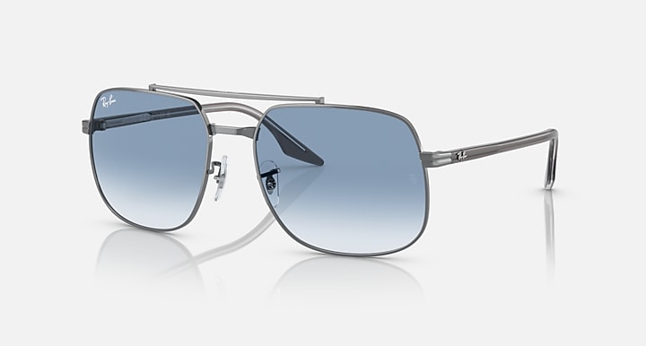 Ray-Ban RB3699 Gunmetal; Grey On Transparent with Gradient Blue Gradient lenses - Quarter