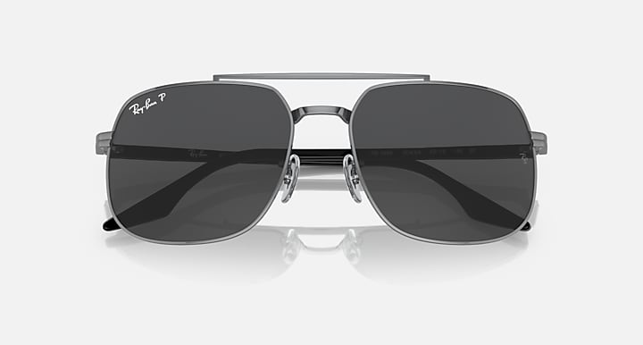 Ray-Ban RB3699 POLARIZED+ LENSES Gunmetal; Black with Dark Grey Polarized+ Polarized+ lenses - Closed Front