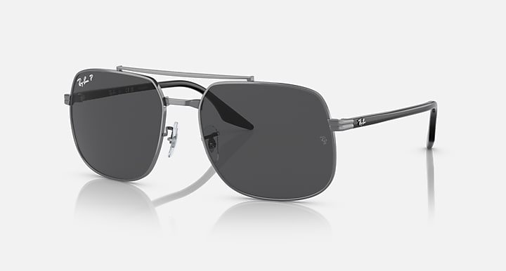 Ray-Ban RB3699 POLARIZED+ LENSES Gunmetal; Black with Dark Grey Polarized+ Polarized+ lenses - Quarter