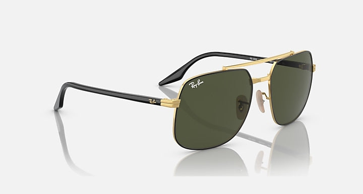 Ray-Ban RB3699 Black On Gold; Black with Green Solid Color lenses - Alternative