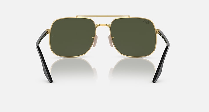 Ray-Ban RB3699 Black On Gold; Black with Green Solid Color lenses - Back