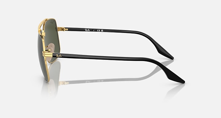 Ray-Ban RB3699 Black On Gold; Black with Green Solid Color lenses - Lateral