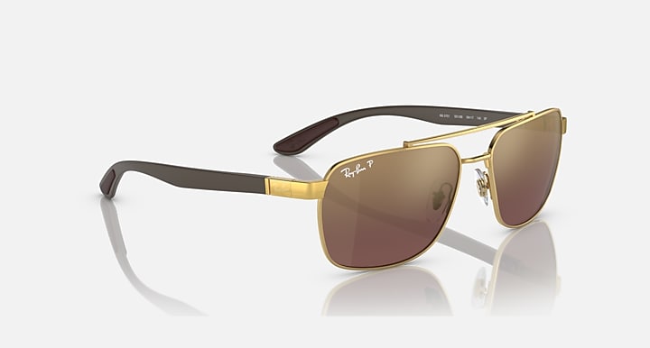 Ray-Ban RB3701 POLARIZED+ LENSES Arista Gold; Brown with Purple & Gold Polarized+ Polarized+ lenses - Alternative