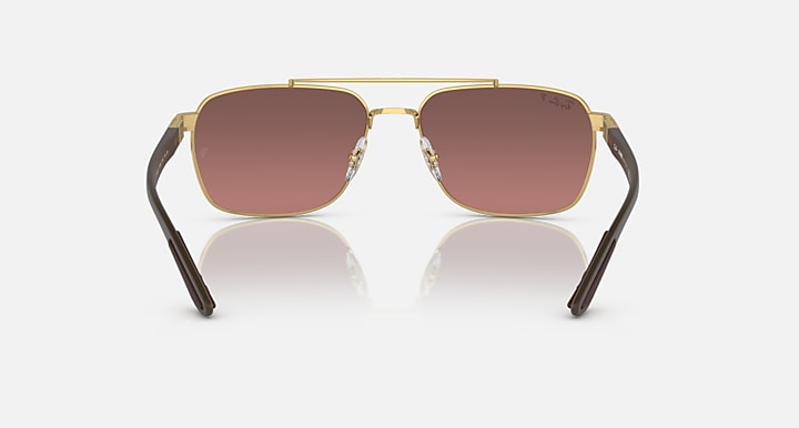 Ray-Ban RB3701 POLARIZED+ LENSES Arista Gold; Brown with Purple & Gold Polarized+ Polarized+ lenses - Back