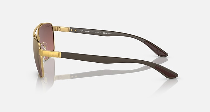 Ray-Ban RB3701 POLARIZED+ LENSES Arista Gold; Brown with Purple & Gold Polarized+ Polarized+ lenses - Lateral
