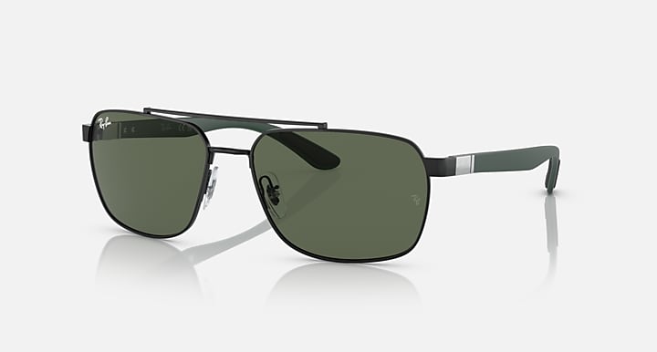 Ray-Ban RB3701 Black; Green with Dark Green Solid Color lenses - Quarter