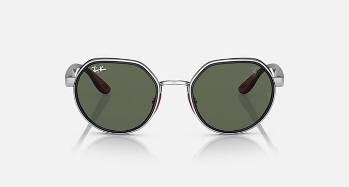 Ray-Ban RB3703M SCUDERIA FERRARI COLLECTION Silver; Black with Dark Green Solid Color lenses - Front