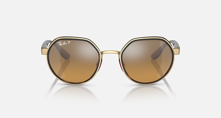 Ray-Ban RB3703M SCUDERIA FERRARI COLLECTION POLARIZED+ LENSES Gold; Havana with Grey & Brown Polarized Polarized+ lenses - Front
