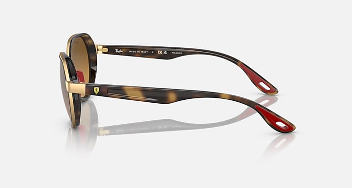 Ray-Ban RB3703M SCUDERIA FERRARI COLLECTION POLARIZED+ LENSES Gold; Havana with Grey & Brown Polarized Polarized+ lenses - Lateral