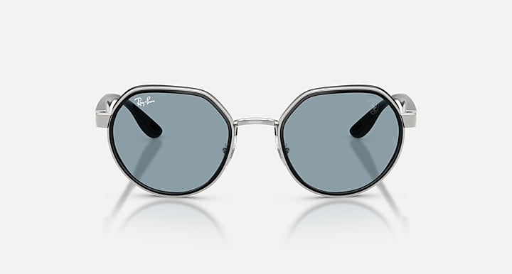Ray-Ban RB3703M SCUDERIA FERRARI COLLECTION Silver; Black with Azure Solid Color lenses - Front