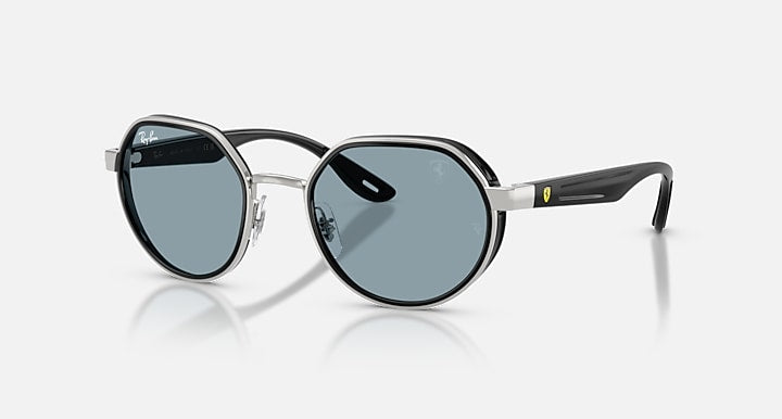 Ray-Ban RB3703M SCUDERIA FERRARI COLLECTION Silver; Black with Azure Solid Color lenses - Quarter