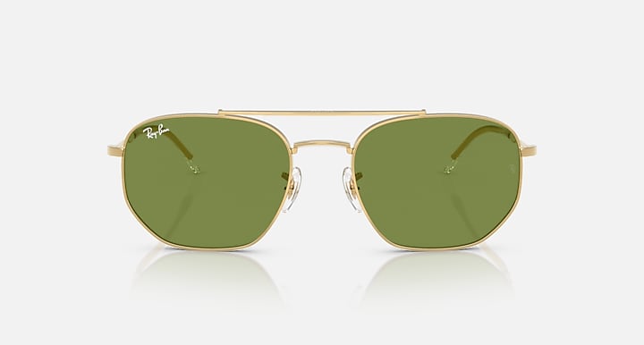 Ray-Ban RB3707 REVISITED Arista Gold with Green Solid Color lenses - Front