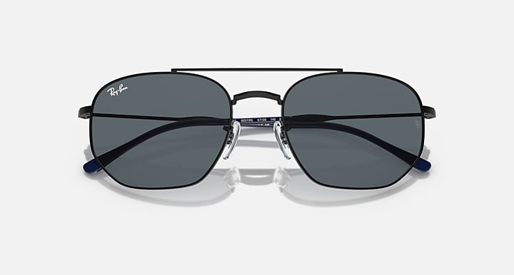Ray-Ban RB3707 Black with Blue Solid Color lenses - Closed Front