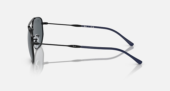 Ray-Ban RB3707 Black with Blue Solid Color lenses - Lateral